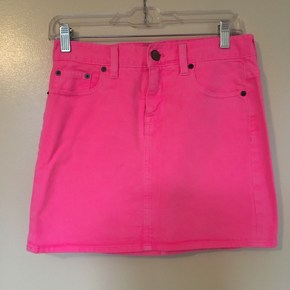 Neon pink J Crew denim skirt never worn